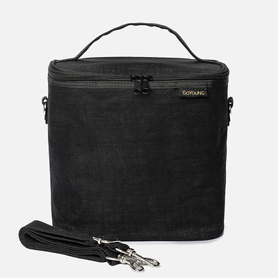 Lunch bag, 3 pieces - black linen