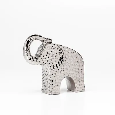 Bold hammered ceramic elephant 6.5""