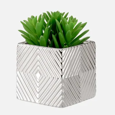 Radiance silver cube planter by torre & tagus
