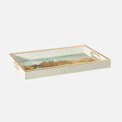 Savoy rectangle gold trim tray 17.75"" by torre & tagus