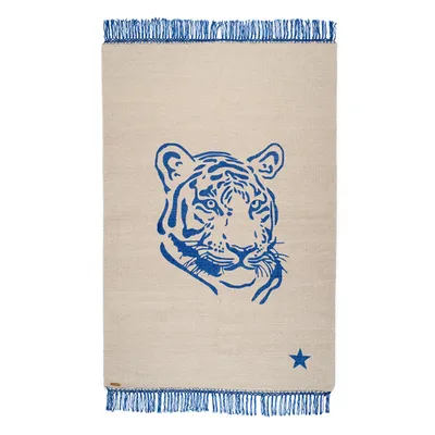 100% cotton pop tiger rug - grey blue