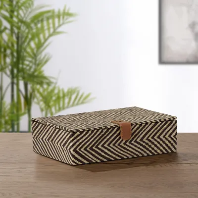 Pandan chevron leather closure storage box by torre & tagus - small