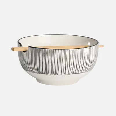 Kiri noodle bowl 7“ with chopsticks by torre & tagus - blue