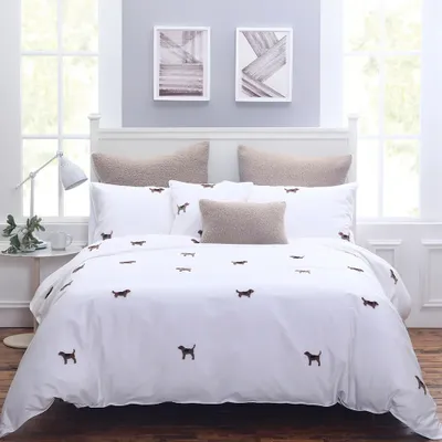 Tufted dogs duvet cover set - twin