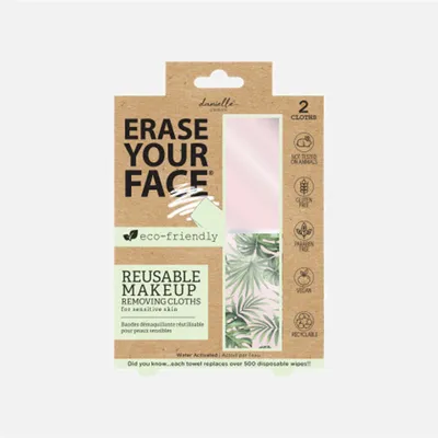 Set of 2 erase your face reusable makeup removing cloths