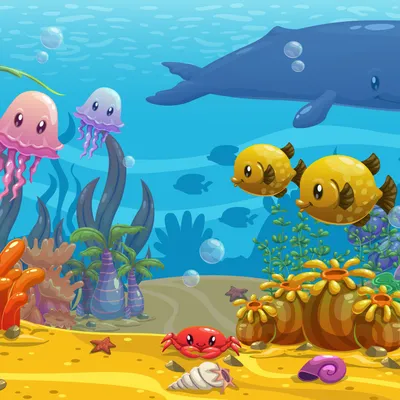 Underwater world cartoon wallpaper mural