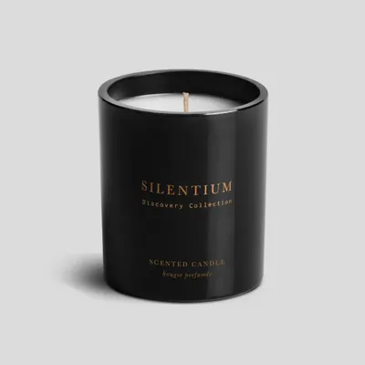 Silentium 5 oz candle in jar with lid - votive silver
