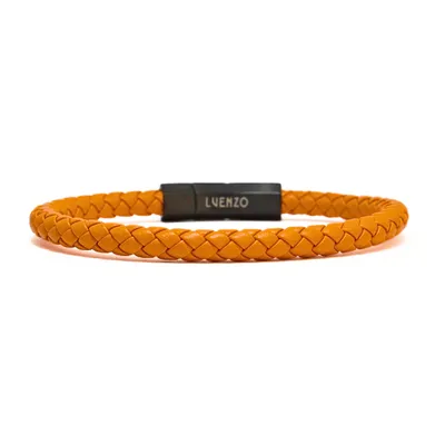 Luenzo orange genuine leather single wrap bracelet