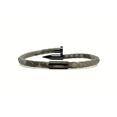 Luenzo exotic python grey leather with black nail bracelet
