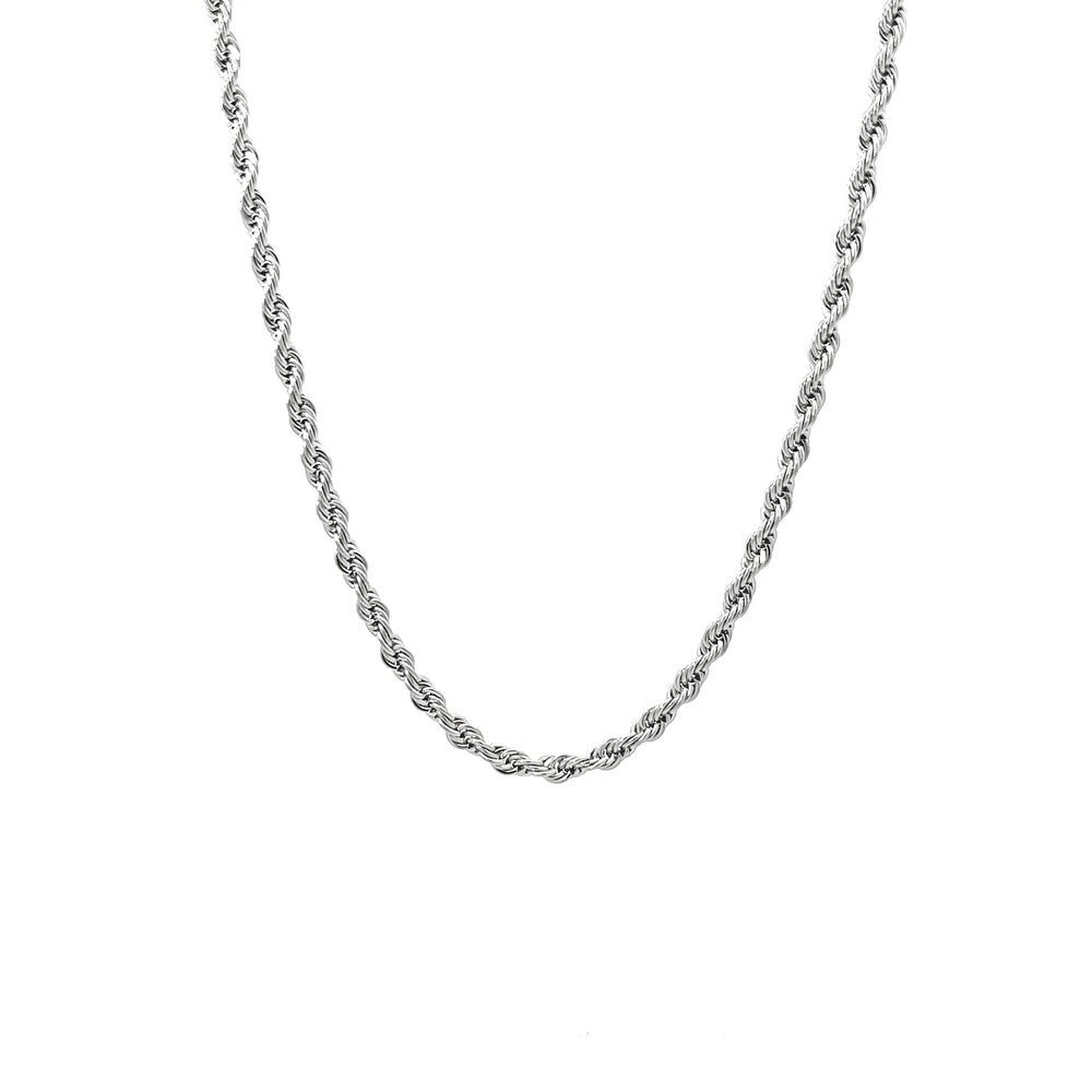 Luenzo 4mm stainless steel rope chain 24"" necklace