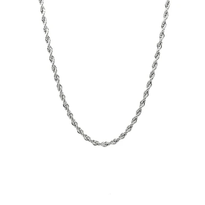 Luenzo 4mm stainless steel rope chain 24"" necklace