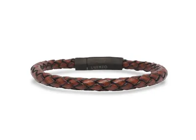 Luenzo cognac brown genuine leather single wrap bracelet