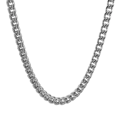 Luenzo 5mm long stainless steel franco link 24'' necklace