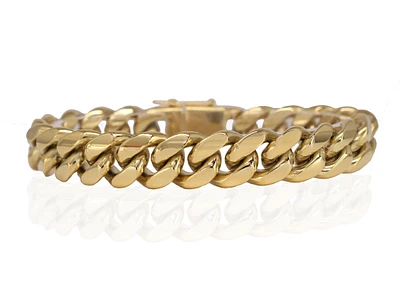 Luenzo 14mm cuban link gold plated bracelet