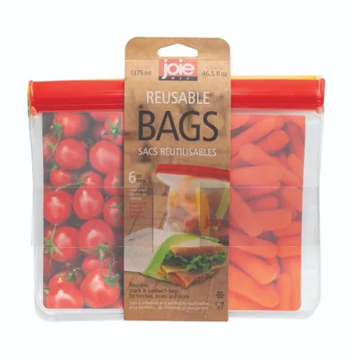 Reusable peva rainbow bags - 6pcs 46.5 oz - assorted colors
