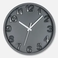 Bold numbers charcoal wall clock 12""