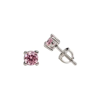 Sterling Silver Pink CZ Crystal Earrings