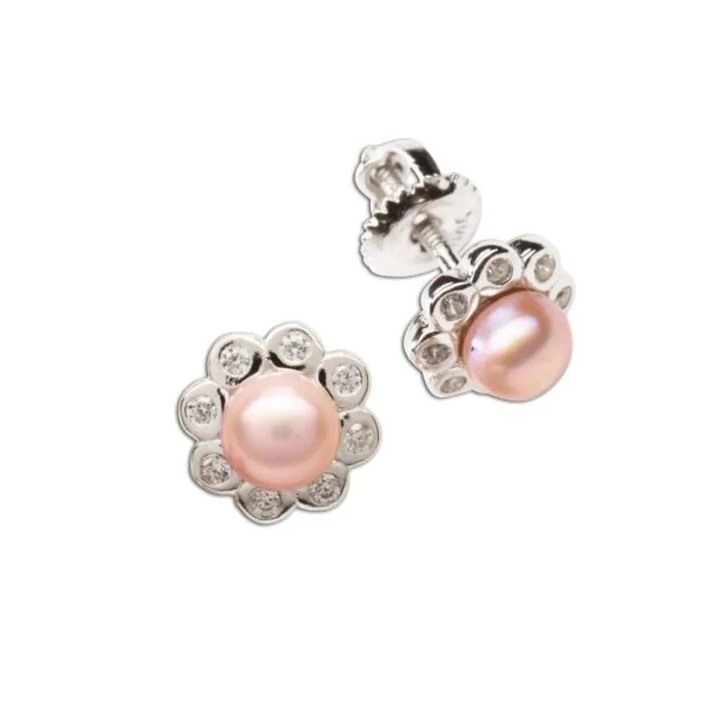 Pearl Button Earrings