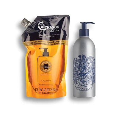 Shea Verbena Hand & Body Liquid Soap Refill + FREE Forever Bottle