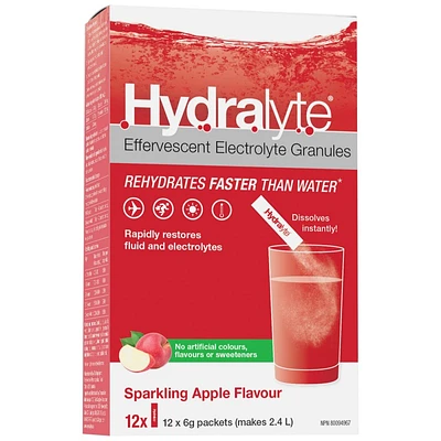 Hydralyte Effervescent Electrolyte Granules Sparkling Apple - 12's