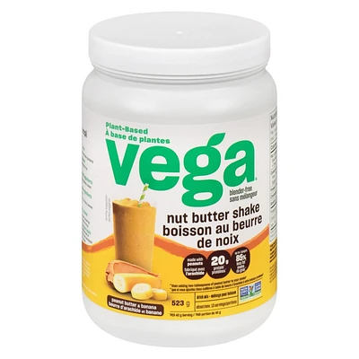 Vega Nut Butter Shake Plant-Based Protein Powder - Peanut Butter and Banana - 523g