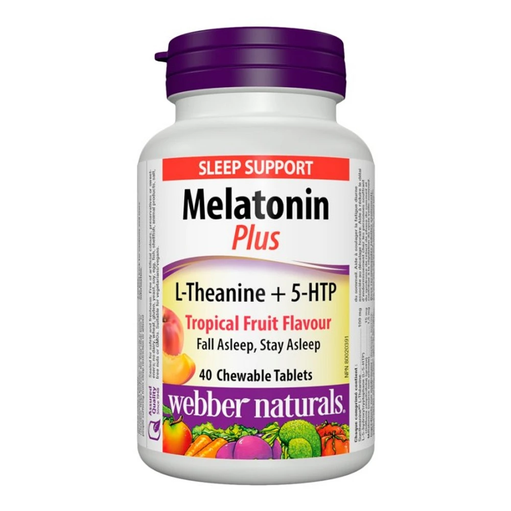 Webber Naturals Melatonin Plus L-Theanine + 5-HTP Chewable Tablets - 40's