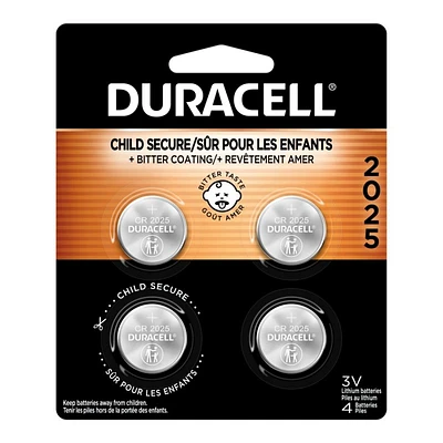 Duracell Lithium Battery - Bitter Coating - CR2025 - 4 Pack