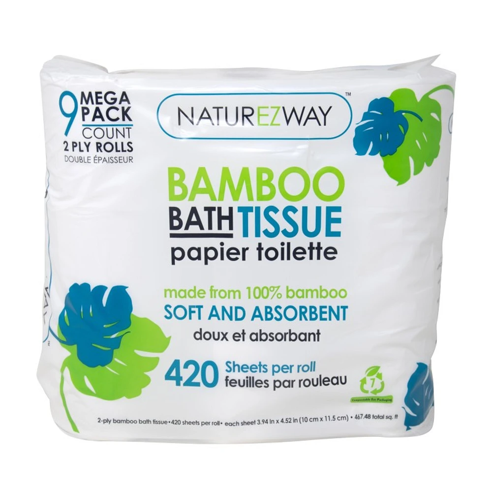 NatureZway Bamboo Toilet Tissue Mega Roll - 9s