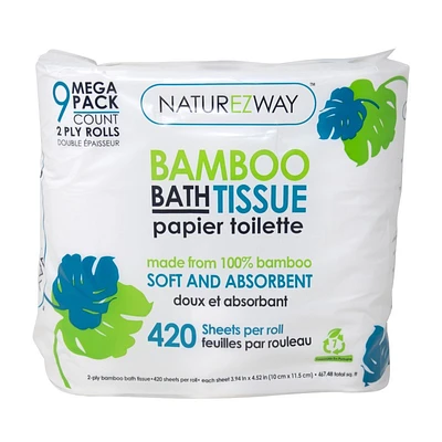 NatureZway Bamboo Toilet Tissue Mega Roll - 9s
