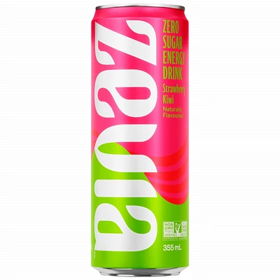 Zevia Zero Sugar Energy Drink - Strawberry Kiwi - 355ml