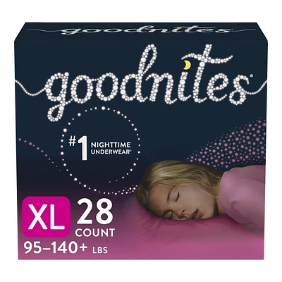 Goodnites Girls Nighttime Bedwetting Underwear - XL - 28 Count