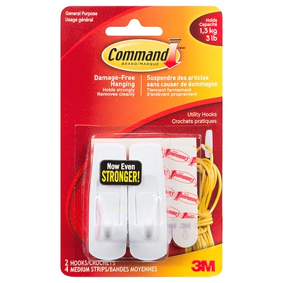 Command Medium Hook - White - 2 pack