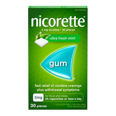 NICORETTE Nicotine Gums - 2mg - Ultra Fresh Mint - 30's