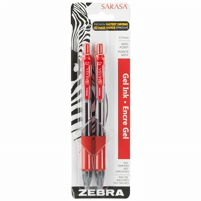 Sarasa Retractable Gel Pens - 2pk - Red
