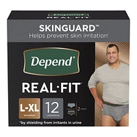 Depend Real Fit Incontinence Underwear for Men - Black/Grey - Maximum Absorbency - Large/Extra-Large/12 Count