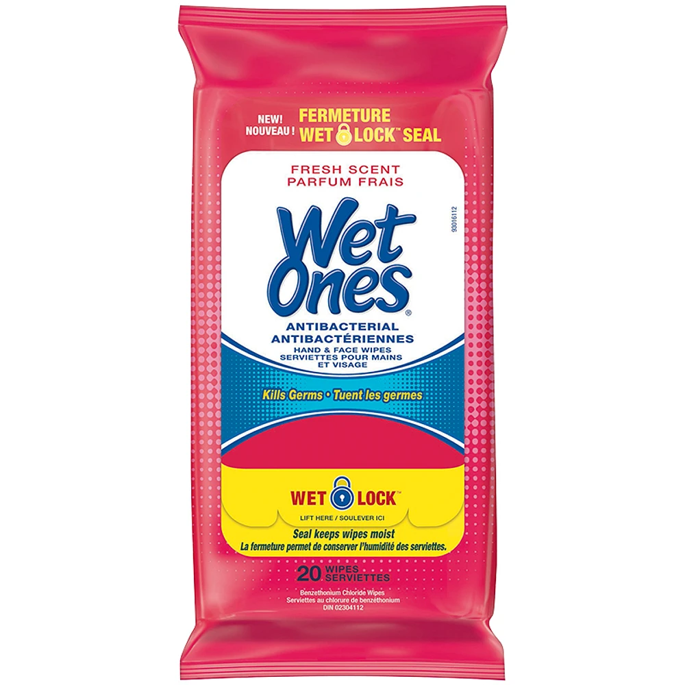 Wet Ones Anti-Bacterial Hand and Face Wipes - Fresh Scent - 20s