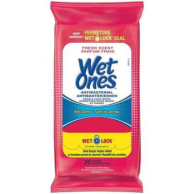 Wet Ones Anti-Bacterial Hand and Face Wipes - Fresh Scent - 20s