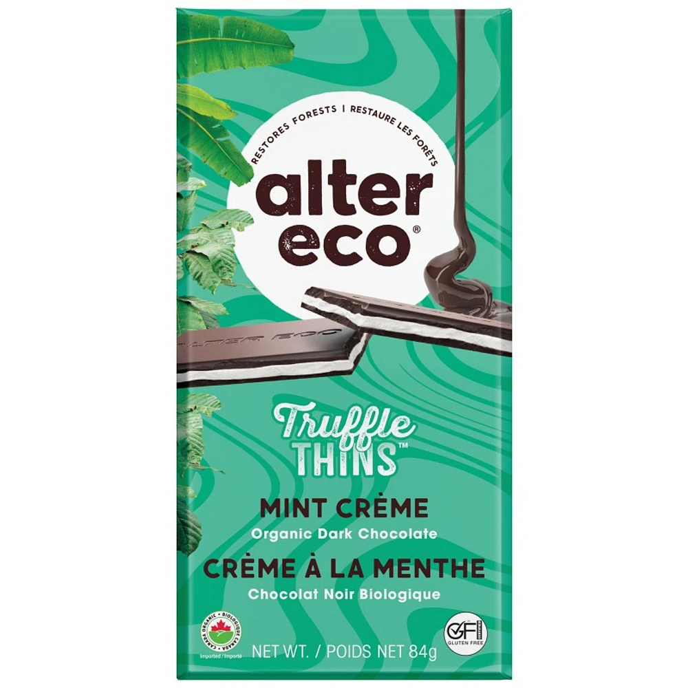 Alter Eco Organic Dark Chocolate Truffle Thins Mint Creme - 84g