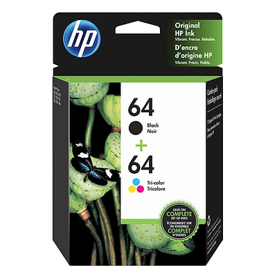HP 64 Black and Tri-Colour Combo Printer Ink Cartridges