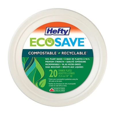 Hefty ECOSAVE Dinner Plate - 24.4cm - 20's