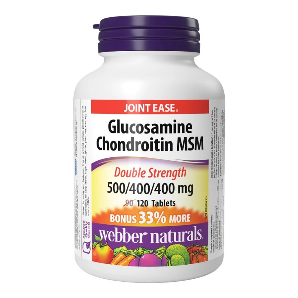 Webber Naturals Double Strength Glucosamine Chondroitin MSM Tablets - 500/400/400mg - 120s