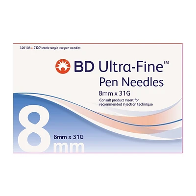 BD Ultra Fine TM III Pen Needles - 31 G x 8mm - 100's