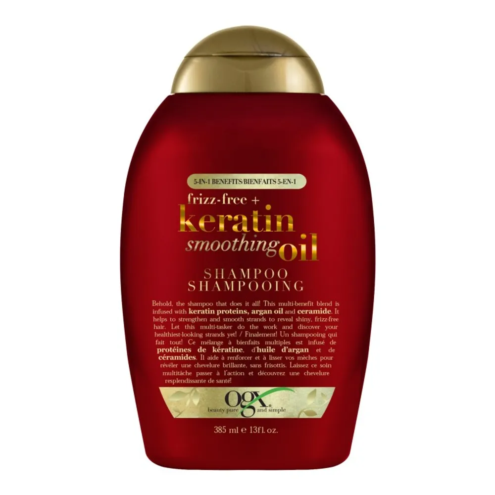 OGX Frizz-Free + Keratin Smoothing Oil 5-In-1 Benefits Shampoo - 385ml