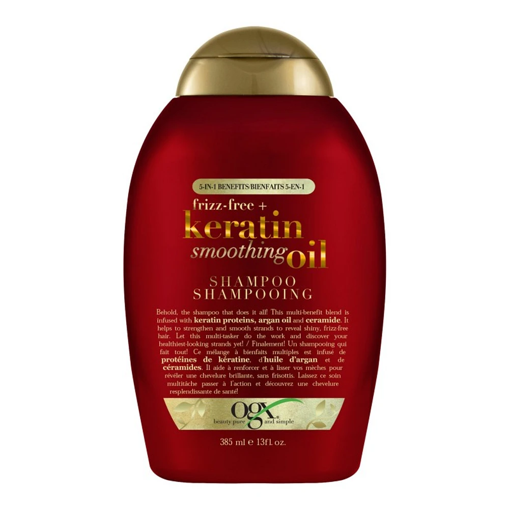 OGX Frizz-Free + Keratin Smoothing Oil 5-In-1 Benefits Shampoo - 385ml