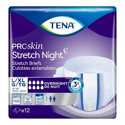 TENA Proskin Stretch Unisex Overnight Brief for Incontinence - Large/Extra Large - 12s