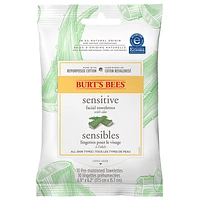 Burt's Bees Sensitive Facial Towelettes with Aloe - 10s