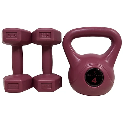 Danskin Kettle Bell and Dumbbell Kit - Wine - 8lb