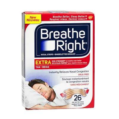 Breathe Right Nasal Strips Extra - Tan - 26s