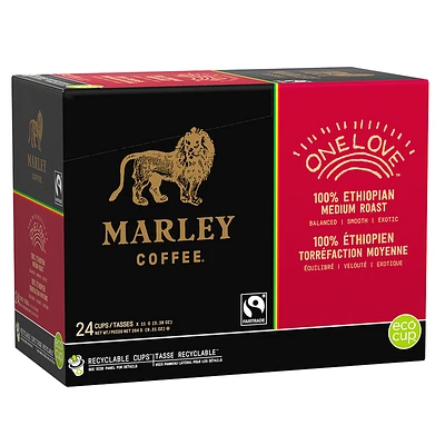 Marley Coffee One Love - 100% Ethiopian Medium Roast - 24s