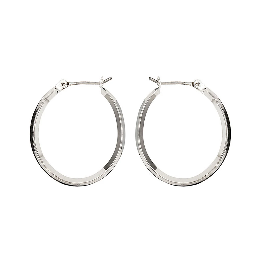 Nine West Silver Click It Hoop Earrings